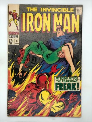 Iron Man 3 Marvel 1968 Silver Age Comic Book My Friend,  My Foe,  The Freak
