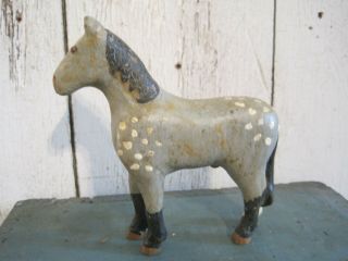 Old Vintage Primitive Folk Art Hand Carved Wood Horse Paint Aafa