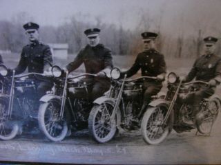 MICHIGAN STATE HIGHWAY MOTORCYCLE PATROL 1924 PHOTO HARLEY - DAVIDSON FRAMED 4