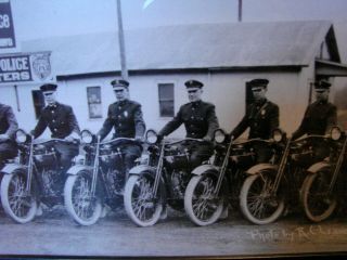 MICHIGAN STATE HIGHWAY MOTORCYCLE PATROL 1924 PHOTO HARLEY - DAVIDSON FRAMED 5