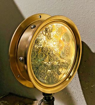 Large 7 - 1/2 " One - Of - A - Kind Illuminated Vintage Brass Pressure Gauge,  Steampunk