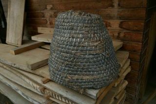 Wonderful 15 " Vintage Straw Bee Skep Honey Comb Basket Woven Grass Austria