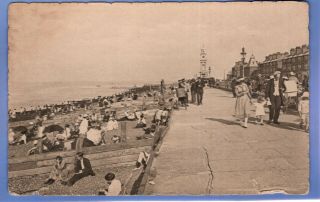 Unusual 1915c Folk On The Promenade Herne Bay Kent Vintage Postcard