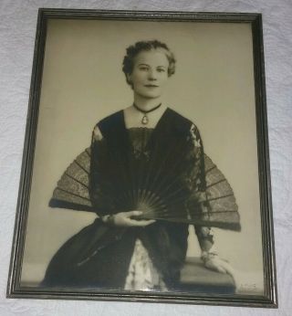 Estate Find Vintage Black & White Photo Woman Lady Framed Signed