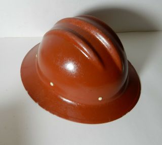 Vtg Rust Brown Fiberglass Full Brim Hard Boiled Bullard 502 Hard Hat Ironworker