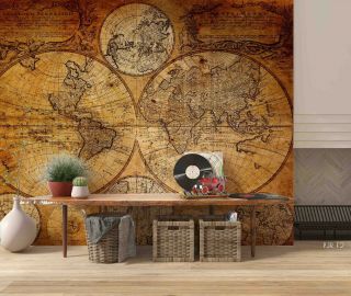 3D Vintage Navigation World Map Self - adhesive Removable Wallpaper Murals Wall 3