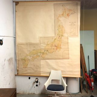 Vintage Huge Japan Wall Map Made In Japan