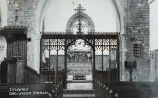Broughton Church Interior Vintage Postcard