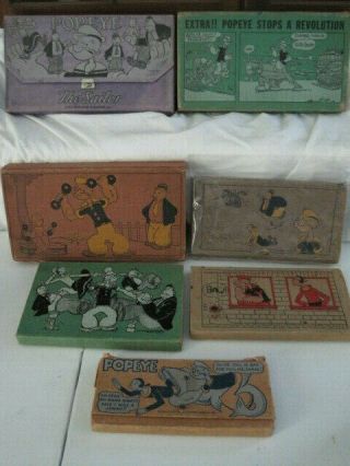 7 Vintage Popeye Pencil Boxes Lg - Med - Sm 1929,  1933,  1934,  1936