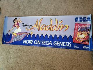 Disney Aladdin Sega Genesis promo 40x14 vinyl banner video game poster VTG 1990s 2