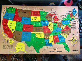 Vintage SIFO Wooden Map Puzzle of the U.  S.  A.  with Box COMPLETE 3