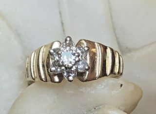 Vintage Estate 14k Gold Natural Diamond Ring Engagement Wedding Band Flower