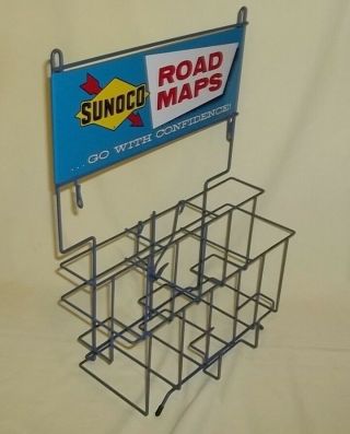 Vintage 1970 ' s Sunoco DX - Travel with Confidence Metal Road Map Rack - 4