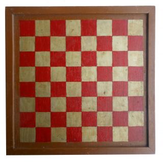 Aafa Small Mid 1900s Folk Art Country Primitive Gameboard Checker Game Board