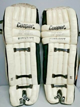 Vintage Cooper Gp58 Xl Black / White 34  Nhl Hockey Goalie Pads