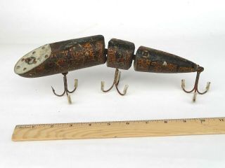 19th C.  Antique Primitive Fishing Lure Folk Art Jointed Hand Painted Fish Decoy