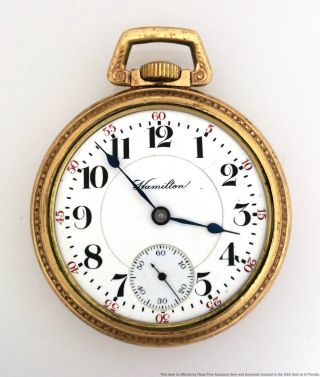 Stunning Enamel Dial Vintage 21j Hamilton Railroad Antique Pocket Watch