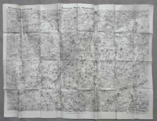 Ww1 Vintage 1918 German Bavarian Army Map Tournai Mons Maubeuge Belgium
