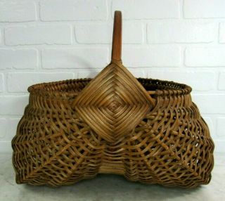 Antique Buttocks Basket Old Gathering Basket Egg Basket Vintage Splint Basket