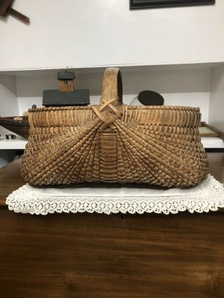 Antique Primitive 1800’s Splint Wood Large Buttocks Basket