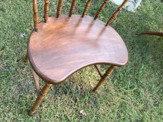 Vintage Wood wooden spindle Bench vanity desk chair seat Kidney Shaped 3