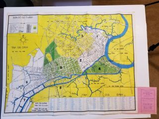 Vintage Map Of Saigon Vietnam 19.  5 " X 25 "