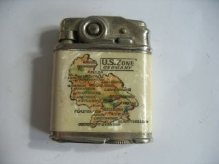 Vintage Ww2 Era Cigarette Lighter With Us Zone Germany Map 1940 