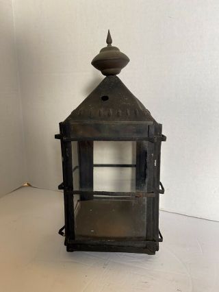 Antique Early 19th Century Pierced Tin & Glass Lantern