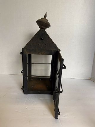 Antique Early 19th Century Pierced Tin & Glass Lantern 2