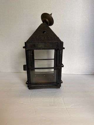 Antique Early 19th Century Pierced Tin & Glass Lantern 3