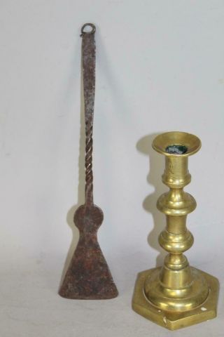 A Very Rare Miniature Pa 18th C Wrought Iron Spatula Or Peeler Keyhole Design