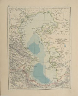Vintage C1913 Map Caspian Sea By W Ak Johnson