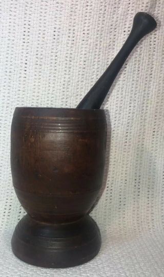 Antique 18th 19th Century Early Primitive Wood Mortar & Pestle Apothecary Aafa