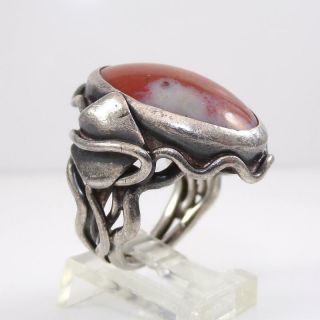 Vtg Antique Modernist Arts & Crafts Aesthetic Sterling Silver Ring Size 8 Lhc5