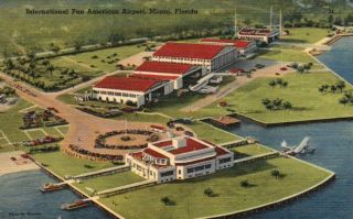 Vintage Postcard International Pan American Airport Miami,  Fl Posted Unposted