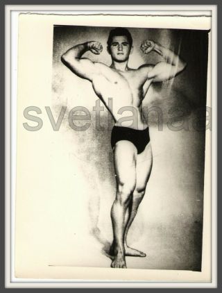 Sports Gym Jock Handsome Shirtless Man Muscle Bulge Physique Vintage Photo Gay