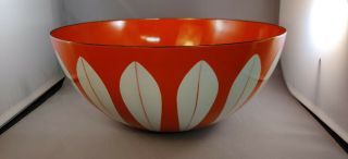 Vintage Cathrineholm Orange & White Lotus Bowl 11” Norway Gorgeous & Shiny Mcm