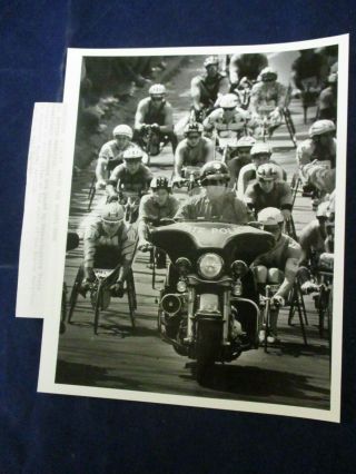 1993 Boston Marathon Wheelchair Participants State Police Glossy Press Photo