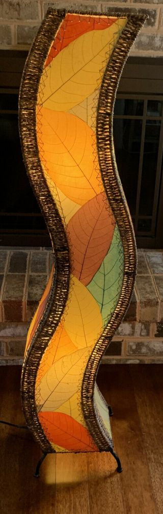 Unique Vintage Wave Multi - Color Cocoa Leaves 48” Tall Tower Floor Lamp