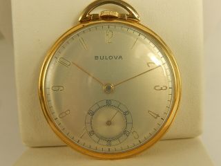 Bulova 17ah Of Pocket Watch 12s 17j Swiss 10k Rg Vintage