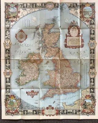 Vintage 1937 National Geographic Map Of The British Isles