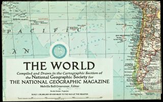 ⫸ 1957 - 3 March Vintage Map The World National Geographic C