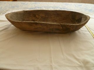 Antique Primitive Hand Carved Wooden Dough Bowl Trough Noshtva