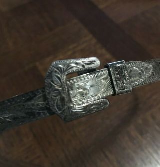 Vintage Hand Engraved Sterling Silver Western Cowboy Hat Band
