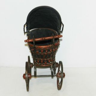 Antique Baby Doll Stroller Vintage Wooden Carriage Buggy Small Doll Buggy kids 3