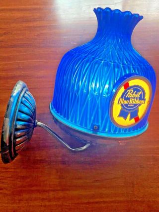 Vintage Pabst Blue Ribbon Beer Electric Wall Sconce Light Lamp Bar Sign Blue