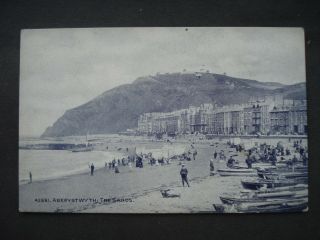 Vintage Black & White Post Card,  Aberystwyth: The Sands