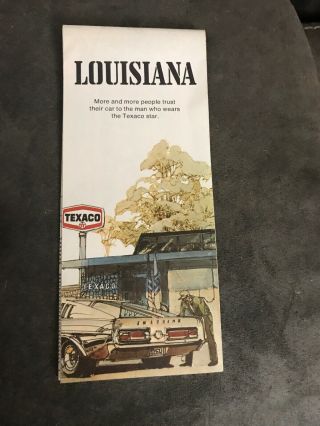 1973 Vintage Louisiana Texaco Road Map Gas Oil Service Filling Station