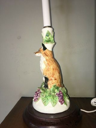 Vintage,  Susan Kimmel,  hand painted ceramic red fox sculpture,  table lamp 3