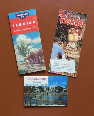 Vintage Map,  Guide & Postcard Book For Florida,  Fort Lauderdale
